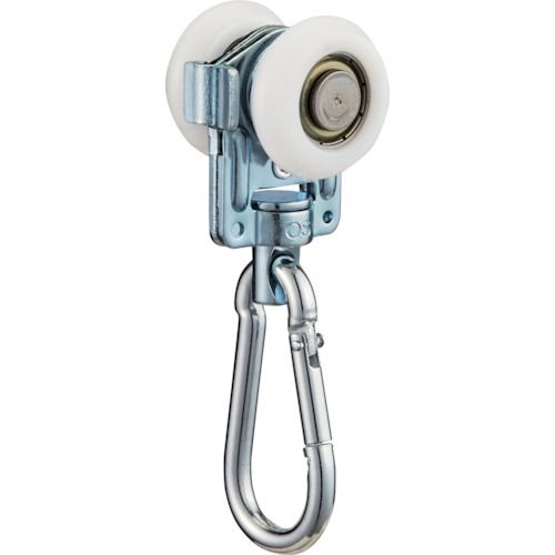 特長:●ベアリング入で、30kgの荷重でも走行はスムーズです。●Sカン不要、ハトメに簡単に取付、取外可能なランナーです。 用途:●カーテンやシート等の吊下げに。 仕様:●品名：ベアリング入ワンタッチランナー●許容荷重(kg)：30●レール下端からカン下寸法(mm)：53●寸法(mm)：86.5×29×29 材質／仕上:●本体：スチール／ユニクロメッキ●コロ：樹脂特長:●ベアリング入で、30kgの荷重でも走行はスムーズです。●Sカン不要、ハトメに簡単に取付、取外可能なランナーです。 用途:●カーテンやシート等の吊下げに。 仕様:●品名：ベアリング入ワンタッチランナー●許容荷重(kg)：30●レール下端からカン下寸法(mm)：53●寸法(mm)：86.5×29×29 材質／仕上:●本体：スチール／ユニクロメッキ●コロ：樹脂