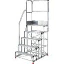 TRUSCO アルミ製作業用踏台 5段 高さ1.5m 天板寸法1000×400 段高300mm 階段片手すり天場二方付き 1台 (TSF51015TKL300)