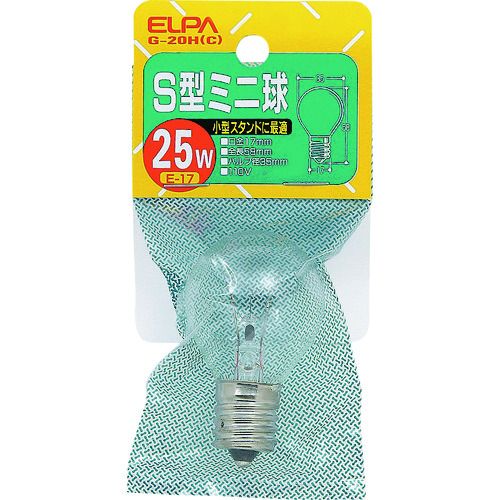 【期間限定!対象商品P2〜20倍】 ELPA　S型ミニ球　E17　25W　クリア　1個 (G20HC)