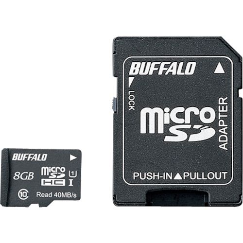 BUFFALO��UHS��I��Class1��microSDHC�����ɡ�SD�Ѵ������ץ����ա�8GB��1�� (RMSD008GU1SA)