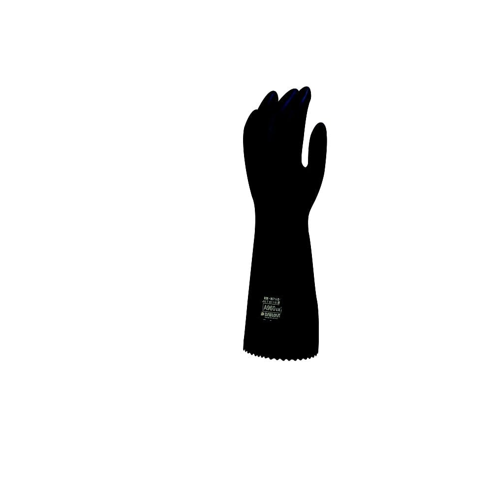 JIS T 8116：2005適合品 強酸・強アルカリに使用できる化学防護手袋になります。 CSM（クロロスルホン化ポリエチレン）を100％使用しております。 裏地なしで柔らかく、作業性良好です。 グリップ性能を発揮するテクスチャ加工を施しています。 硫酸・硝酸・フッ酸・塩酸・水酸化ナトリウム・水酸化カリウム、王水、低濃度アンモニア水等に対応可。 半導体製造、薬品製造、メッキ工業、ガラス工業、バッテリー製造、ソーダ工業、研究室での実験等の作業向け。 耐薬品性を調べる際は、ダイローブ耐透過性検索アプリ「ホゴスル」をご覧ください 厚み：0.55mm 全長：400mm 入数：1双 材質：CSM（クロロスルホン化ポリエチレン） カラー：ブラックJIS T 8116：2005適合品 強酸・強アルカリに使用できる化学防護手袋になります。 CSM（クロロスルホン化ポリエチレン）を100％使用しております。 裏地なしで柔らかく、作業性良好です。 グリップ性能を発揮するテクスチャ加工を施しています。 硫酸・硝酸・フッ酸・塩酸・水酸化ナトリウム・水酸化カリウム、王水、低濃度アンモニア水等に対応可。 半導体製造、薬品製造、メッキ工業、ガラス工業、バッテリー製造、ソーダ工業、研究室での実験等の作業向け。 耐薬品性を調べる際は、ダイローブ耐透過性検索アプリ「ホゴスル」をご覧ください 厚み：0.55mm 全長：400mm 入数：1双 材質：CSM（クロロスルホン化ポリエチレン） カラー：ブラック