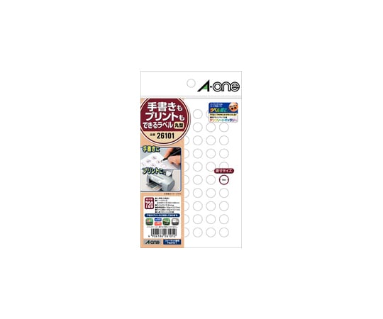 【SS限定 38万商品以上10%OFF】 手書きもプリントもできるラベル はがきサイズ 丸型 60面 9mmφ 1パック（12シート入）　26101 1パック(12シート入)