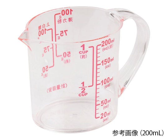 大きい目盛付きで見やすい。樹脂製計量カップ 外幅×奥行×高さ：110×65×H75mm 材質：メタクリル樹脂 コード番号：04-0324-0501大きい目盛付きで見やすい。樹脂製計量カップ 外幅×奥行×高さ：110×65×H75mm 材質：メタクリル樹脂 コード番号：04-0324-0501