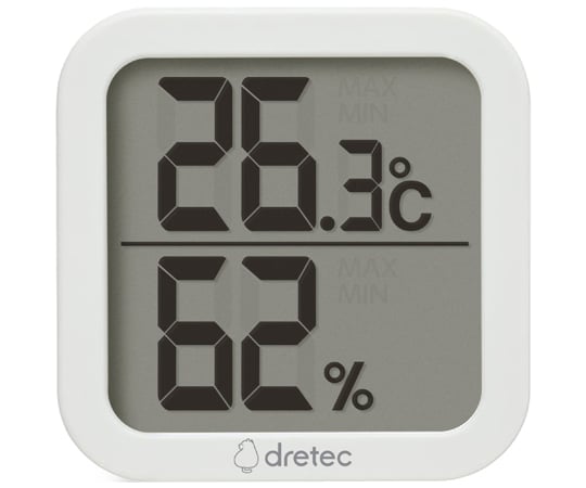 温度と湿度だけを表示するシンプルな温湿度計 置き場所に困らないコンパクトサイズ 温度・湿度の最高／最低を自動メモリー 便利な壁掛けフック穴＆スタンド付き サイズ：約 幅81×奥行17×高さ81mm 重量：約81g 表示温度範囲：-9.9〜50.0℃ 表示湿度範囲：10?99％ メモリー：最高／最低 使用センサ：温度センサ／ハンドギャップ式温度センサ 湿度センサ：静電容量式湿度センサ温度と湿度だけを表示するシンプルな温湿度計 置き場所に困らないコンパクトサイズ 温度・湿度の最高／最低を自動メモリー 便利な壁掛けフック穴＆スタンド付き サイズ：約 幅81×奥行17×高さ81mm 重量：約81g 表示温度範囲：-9.9〜50.0℃ 表示湿度範囲：10?99％ メモリー：最高／最低 使用センサ：温度センサ／ハンドギャップ式温度センサ 湿度センサ：静電容量式湿度センサ