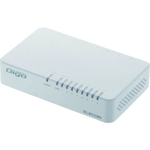 ELECOM　1000BASE−T対応スイッチングハブ　8ポート　プラスチック筐体　磁石付き　電源外付モデル　ホワイト（マグネット付き）　1個 (EHCG08PA2JW)