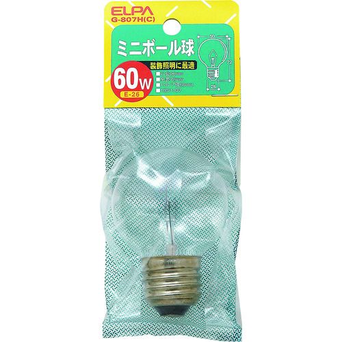 特長:●ミニボール球G50で室内装飾照明、店舗ディスプレイなどに適しています。●住宅・店舗・ホテルなどのムード照明、装飾照明などに幅広く使用できます。 仕様:●全長(mm)：72●消費電力(W)：60●口金：E26●定格寿命(時間)：約2000●タイプ：ボール球●色：クリア●電圧(V)：100/110 仕様2:●バルブ径(mm)：50●入数：1個特長:●ミニボール球G50で室内装飾照明、店舗ディスプレイなどに適しています。●住宅・店舗・ホテルなどのムード照明、装飾照明などに幅広く使用できます。 仕様:●全長(mm)：72●消費電力(W)：60●口金：E26●定格寿命(時間)：約2000●タイプ：ボール球●色：クリア●電圧(V)：100/110 仕様2:●バルブ径(mm)：50●入数：1個