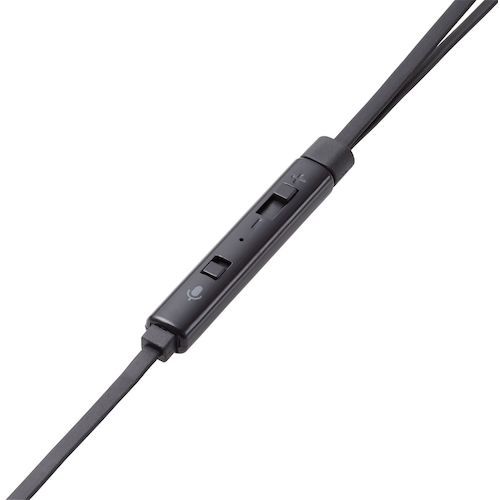 ELECOM　インナーイヤー型ヘッドセット　セミオープン　ミュートスイッチ付　両耳　4極3．5mm　ブラック　1個 (HSEP19TBK)