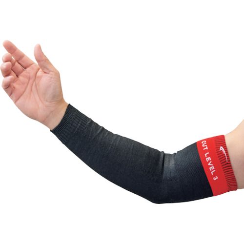 特長:●高強力ポリエチレンを使用しており、優れた耐切創性があります。●紫外線による変色がなく、ひんやりとした着用感があります。●腕の形状や動きにフィットする3Dシームレス設計でズレにくくなっています。 用途:●薄板鋼板/ガラス板加工作業。●機械メンテンナンス作業。●自動車産業。 仕様:●色：黒●サイズ：フリー●耐切創レベル：3/B●厚さ(mm)：0.8●腕周り(上部)(cm)：38●腕周り(下部)(cm)：34●全長(cm)：40●手首幅(cm)：8.0●腕幅(cm)：10.0 仕様2:●高強力ポリエチレン(黒)使用 材質／仕上:●ポリエチレン、ポリエステル、ポリウレタン、ナイロン 注意:●上腕部分（赤色部分）は耐切創性ございません。特長:●高強力ポリエチレンを使用しており、優れた耐切創性があります。●紫外線による変色がなく、ひんやりとした着用感があります。●腕の形状や動きにフィットする3Dシームレス設計でズレにくくなっています。 用途:●薄板鋼板/ガラス板加工作業。●機械メンテンナンス作業。●自動車産業。 仕様:●色：黒●サイズ：フリー●耐切創レベル：3/B●厚さ(mm)：0.8●腕周り(上部)(cm)：38●腕周り(下部)(cm)：34●全長(cm)：40●手首幅(cm)：8.0●腕幅(cm)：10.0 仕様2:●高強力ポリエチレン(黒)使用 材質／仕上:●ポリエチレン、ポリエステル、ポリウレタン、ナイロン 注意:●上腕部分（赤色部分）は耐切創性ございません。