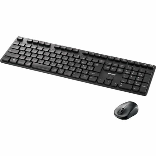 【期間限定!対象商品P2〜20倍】 BUFFALO　無線2．4GHz　静音設計　フルキーボード　マウスセット　日本語配列　ブラック　1個 (BSKBW320SBK)