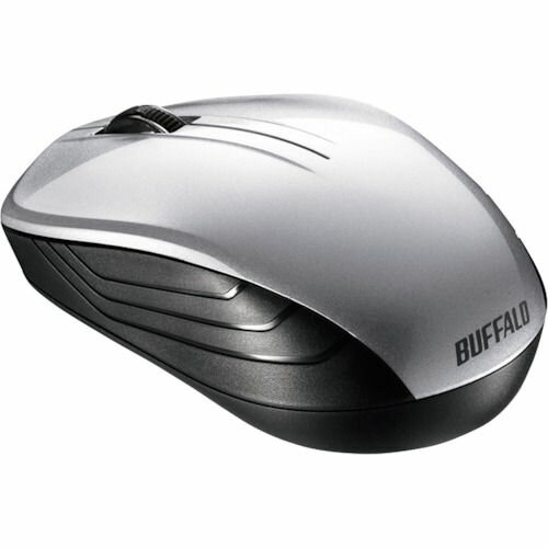 BUFFALO 無線 BlueLED 3ボタン スタンダードマウス シルバー 1個 (BSMBW107SV)