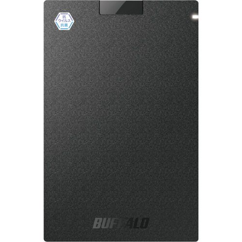 BUFFALO　抗ウイルス・抗菌ポータブルSSD　USB3．2（Gen1）　Type−A　1TB　ブラック　1個 (SSDPGVB1.0U3B)