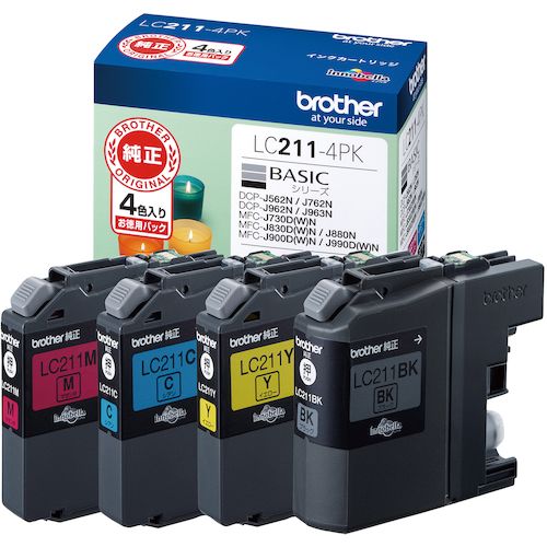【SS限定 38万商品以上10%OFF】 brother　インクカートリッジ　LC211−4PK　4色パック　1Pk (LC2114PK)