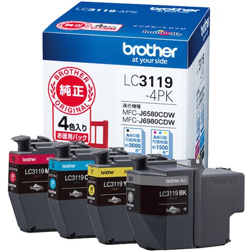 【SS限定 38万商品以上10%OFF】 brother　インクカートリッジ　LC3119−4PK　4色パック　1Pk (LC31194PK)