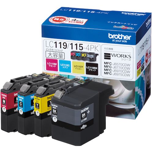 【SS限定 38万商品以上10%OFF】 brother　インクカートリッジ　LC119／115−4PK　4色パック　1Pk (LC1191154PK)