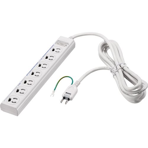 BUFFALO　3ピン式電源タップ　7個口　2m　ホワイト　常時　通電スイッチ付　1個 (BTWMTSKL3720WH)