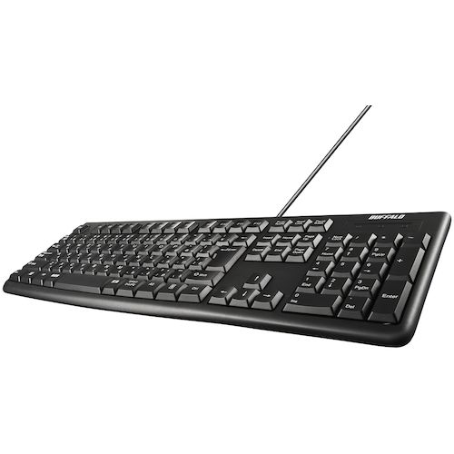 BUFFALO USB接続 有線スタンダードキーボード ブラック 1個 (BSKBU100BKZ)