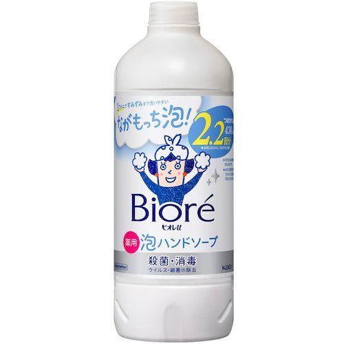 特長:●洗浄中へたりにくい「ながもっち泡」で1プッシュですみずみまで洗いやすいです。●泡立ちがよく長持ちの泡なのに、素早くすすげます。●誰でも押しやすく倒れにくい新容器です。●殺菌成分配合で汚れ、ウイルス・細菌を除去します。●素肌とおなじ弱酸性でSPT(肌清浄化技術)採用です。●カサつきがちな手肌も、うるおいを守って洗えます。●(医薬部外品) 仕様:●容量(ml)：430●タイプ：詰替用●吐出タイプ：泡状 仕様2:●ハンドソープ特長:●洗浄中へたりにくい「ながもっち泡」で1プッシュですみずみまで洗いやすいです。●泡立ちがよく長持ちの泡なのに、素早くすすげます。●誰でも押しやすく倒れにくい新容器です。●殺菌成分配合で汚れ、ウイルス・細菌を除去します。●素肌とおなじ弱酸性でSPT(肌清浄化技術)採用です。●カサつきがちな手肌も、うるおいを守って洗えます。●(医薬部外品) 仕様:●容量(ml)：430●タイプ：詰替用●吐出タイプ：泡状 仕様2:●ハンドソープ