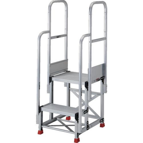 【SS限定 38万商品以上10%OFF】 TRUSCO　アルミ製作業用踏台　2段　高さ0．5m　天板寸法1000×400　段高250mm　階段両手すり付き　1台 (TSF2105TR250)
