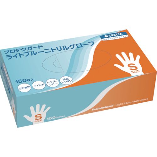 特長:●しなやかな装着感とフィット感です。●優れた耐摩耗性と耐油性があります。●高い強度と伸縮性があります。●内面処理によりスムーズに装着できます。●指先エンボス加工でつかみやすいです。●1枚ずつ取り出しやすい梱包技術を採用しています。 用途:●各種清掃作業やメンテナンス作業に●食肉加工など、各種食品を取り扱う作業に●試験・分析作業に●部品の組み立てや、ピッキング作業に●グリス、油、インクを用いた作業に 仕様:●色：ライトブルー●サイズ：S●全長(cm)：23.0●厚さ(mm)：指先：0.14　手のひら：0.1●粉(あり・なし)：なし●エンボス加工：指先エンボス加工●食品衛生法：食品衛生法規格試験適合RoHS指令適合 仕様2:●ラテックスフリー●パウダーフリー●左右兼用 材質／仕上:●ニトリルゴム(NBR)特長:●しなやかな装着感とフィット感です。●優れた耐摩耗性と耐油性があります。●高い強度と伸縮性があります。●内面処理によりスムーズに装着できます。●指先エンボス加工でつかみやすいです。●1枚ずつ取り出しやすい梱包技術を採用しています。 用途:●各種清掃作業やメンテナンス作業に●食肉加工など、各種食品を取り扱う作業に●試験・分析作業に●部品の組み立てや、ピッキング作業に●グリス、油、インクを用いた作業に 仕様:●色：ライトブルー●サイズ：S●全長(cm)：23.0●厚さ(mm)：指先：0.14　手のひら：0.1●粉(あり・なし)：なし●エンボス加工：指先エンボス加工●食品衛生法：食品衛生法規格試験適合RoHS指令適合 仕様2:●ラテックスフリー●パウダーフリー●左右兼用 材質／仕上:●ニトリルゴム(NBR)