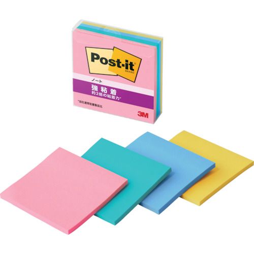 特長:●カラフルな4色のセットなので、色で識別したり、書いた部分を目立たせたりすることができます。●粘着力が2倍（当社通常粘着製品比）なので、つきにくい場所にもしっかりと貼れます。●紙製のふせんなので、筆記具を選ばずに使用できます。 仕様:●色：ポジティブリィピンク・アクアスプラッシュ・ブルー・シトロン●縦(mm)：75●横(mm)：75●パック入数：45枚×4冊 仕様2:●サイズ：75mm×75mm●枚数：45枚×4パッド●外箱入数：10個●クリアケース特長:●カラフルな4色のセットなので、色で識別したり、書いた部分を目立たせたりすることができます。●粘着力が2倍（当社通常粘着製品比）なので、つきにくい場所にもしっかりと貼れます。●紙製のふせんなので、筆記具を選ばずに使用できます。 仕様:●色：ポジティブリィピンク・アクアスプラッシュ・ブルー・シトロン●縦(mm)：75●横(mm)：75●パック入数：45枚×4冊 仕様2:●サイズ：75mm×75mm●枚数：45枚×4パッド●外箱入数：10個●クリアケース