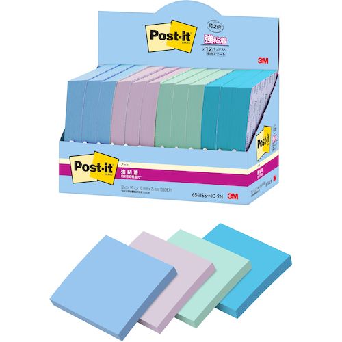 特長:●カラフルな4色のセットなので、色で識別したり、書いた部分を目立たせたりすることができます。●粘着力が2倍（当社通常粘着製品比）なので、つきにくい場所にもしっかりと貼れます。●紙製のふせんなので、筆記具を選ばずに使用できます。 仕様:●色：ブルー・オーキッドフロスト・グリーン・ブルーパラダイス●縦(mm)：75●横(mm)：75●パック入数：90枚×12パッド 仕様2:●サイズ：75mm×75mm●枚数：90枚×12パッド●外箱入数：10個●紙箱特長:●カラフルな4色のセットなので、色で識別したり、書いた部分を目立たせたりすることができます。●粘着力が2倍（当社通常粘着製品比）なので、つきにくい場所にもしっかりと貼れます。●紙製のふせんなので、筆記具を選ばずに使用できます。 仕様:●色：ブルー・オーキッドフロスト・グリーン・ブルーパラダイス●縦(mm)：75●横(mm)：75●パック入数：90枚×12パッド 仕様2:●サイズ：75mm×75mm●枚数：90枚×12パッド●外箱入数：10個●紙箱