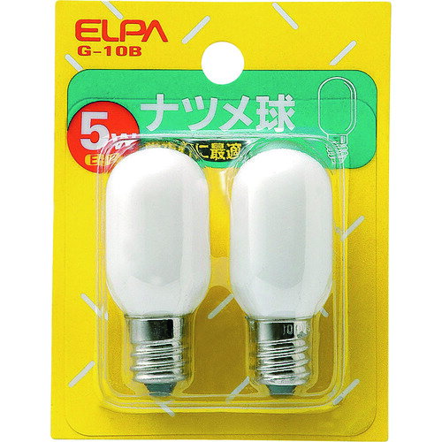 ELPA ナツメ球 E12 消費電力5W ホワイト 2個入 1個 (G10B)
