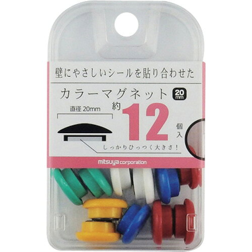 特長:●カラーマグネット直径20ミリの増量タイプです。●磁着面には傷防止フィルム貼合です。 仕様:●色：赤、青、黄、緑、白の5色アソート 仕様2:●寸法(mm)：成型部Φ20mm、磁石Φ12●包装：収納便利なPSケース（フック式）●入数：約12個 材質／仕上:●再生PS樹脂40％、マグネット特長:●カラーマグネット直径20ミリの増量タイプです。●磁着面には傷防止フィルム貼合です。 仕様:●色：赤、青、黄、緑、白の5色アソート 仕様2:●寸法(mm)：成型部Φ20mm、磁石Φ12●包装：収納便利なPSケース（フック式）●入数：約12個 材質／仕上:●再生PS樹脂40％、マグネット