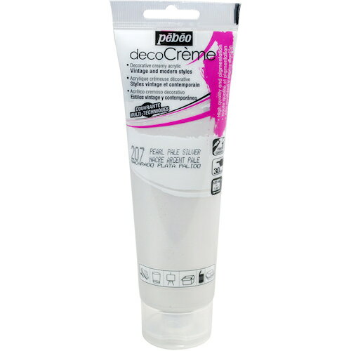 Pebeo デコクリーム 120ml パール色 ペイルシルバー 1本 (089207)