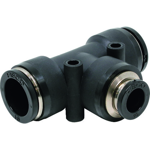 特長:●機種を豊富に取り揃え、あらゆる空気圧配管に対応します。●機種により取付け後、チューブの取出角度が変えられます。●条件により、水を流すことも可能です。 仕様:●適合チューブ外径D1(mm)：16×16●適合チューブ外径D2(mm)：10●使用流体：空気、水(条件あり) 仕様2:●使用温度範囲：0〜60℃(凍結なきこと)●最高使用圧力：1MPa●使用真空圧力：-100kPa 材質／仕上:●金属部品：快削鋼＋無電解ニッケルメッキまたは快削ステンレス鋼●樹脂部品：PBT●シールゴム：NBR特長:●機種を豊富に取り揃え、あらゆる空気圧配管に対応します。●機種により取付け後、チューブの取出角度が変えられます。●条件により、水を流すことも可能です。 仕様:●適合チューブ外径D1(mm)：16×16●適合チューブ外径D2(mm)：10●使用流体：空気、水(条件あり) 仕様2:●使用温度範囲：0〜60℃(凍結なきこと)●最高使用圧力：1MPa●使用真空圧力：-100kPa 材質／仕上:●金属部品：快削鋼＋無電解ニッケルメッキまたは快削ステンレス鋼●樹脂部品：PBT●シールゴム：NBR
