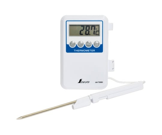 保護等級IPX7の防水型です。 精度：-20〜150℃／±1℃／、-30〜-21℃・151〜250℃／±2℃測定範囲：-30〜250℃最小表示：-19.9〜199.9℃／0,1℃／それ以外1℃使用温湿度：温度／0〜50℃、湿度80％以下（結露のないこと）測定間隔：1秒材質：本体・キャップ／ABS樹脂、プローブ部／ステンレス電源：単四アルカリ乾電池／1本防水構造：保護等級IPX7／コード長：1m本体サイズ：103×66×25mm製品質量：105gプローブ部サイズ：φ3.5×100mmオートパワーオフ（無操作で約1時間後）先端保護キャップ付き保護等級IPX7の防水型です。 精度：-20〜150℃／±1℃／、-30〜-21℃・151〜250℃／±2℃測定範囲：-30〜250℃最小表示：-19.9〜199.9℃／0,1℃／それ以外1℃使用温湿度：温度／0〜50℃、湿度80％以下（結露のないこと）測定間隔：1秒材質：本体・キャップ／ABS樹脂、プローブ部／ステンレス電源：単四アルカリ乾電池／1本防水構造：保護等級IPX7／コード長：1m本体サイズ：103×66×25mm製品質量：105gプローブ部サイズ：φ3.5×100mmオートパワーオフ（無操作で約1時間後）先端保護キャップ付き