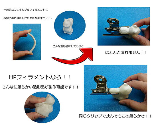 福祉用具のバリューケアの【期間限定!対象商品P2〜20倍】 3Dプリンター用　HPフィラメント　スーパーフレキシブルタイプ【お試し用】　50g　ブラック　HPF-BK50 1巻｜アングル2