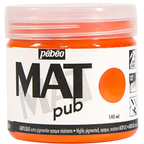 【期間限定!対象商品P2〜20倍】 Pebeo　マットピュブ　140ml　NO．04　ブライトオレンジ　1本 (256004)