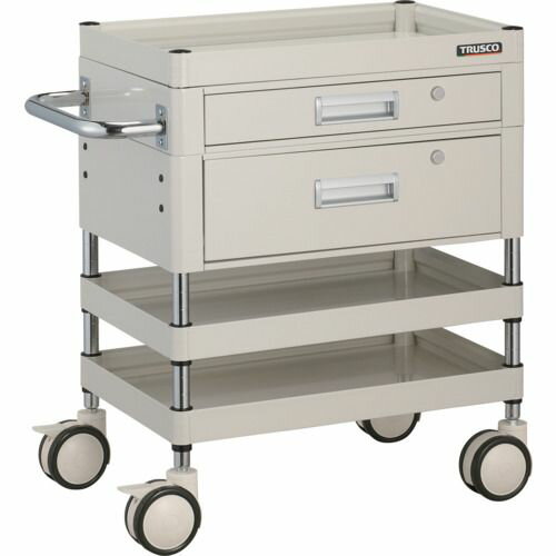 TRUSCO ツールワゴン ファルコンワゴン750X500 引出付 ゴム車輪 ホワイト色 1台 (FAW672VZW)