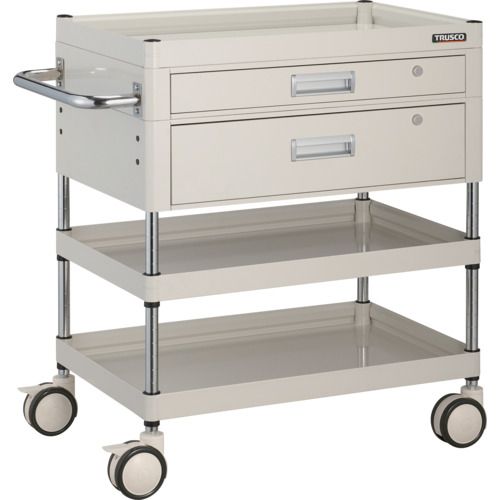 TRUSCO ツールワゴン ファルコンワゴン750X500 引出付 ゴム車輪 ホワイト色 1台 (FAW973VZW)