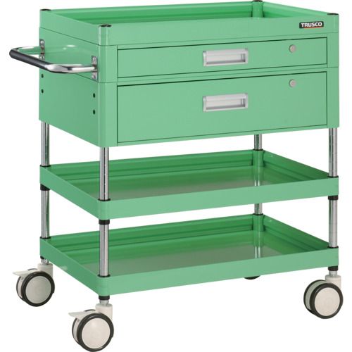 TRUSCO ツールワゴン ファルコンワゴン750X500 引出付 ゴム車輪 ヤンググリーン色 1台 (FAW973VZYG)
