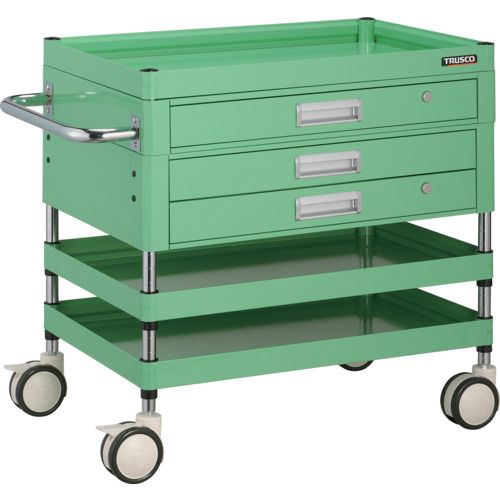 TRUSCO ツールワゴン ファルコンワゴン750X500 引出付 ゴム車輪 ヤンググリーン色 1台 (FAW773XZYG)