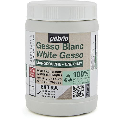 Pebeo スチューディオ グリーン アクリリック ワンコートジェッソ 225ml 1個 (818613)