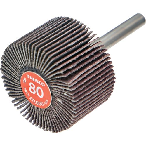 TRUSCO　エコノミーフラップホイール　軸径6mm　外径40X幅25X軸長35　＃80（5個入）　1箱 (EF402580)