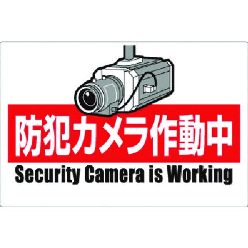 【期間限定!対象商品P2〜20倍】 つくし　安全標識　防犯カメラ作動中（ヨコ型）　1枚 (9B)