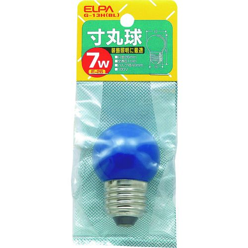 【全商品 ポイント10倍中】 ELPA　寸丸球　E26　7W　青　1個 (G13HBL)