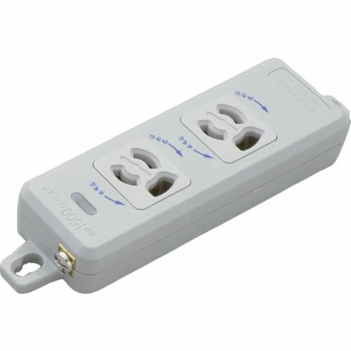 明工　横形OA用抜け止め接地タップ2コ口　ランプ、マグネット付　コードなし　1個 (MR7902N)