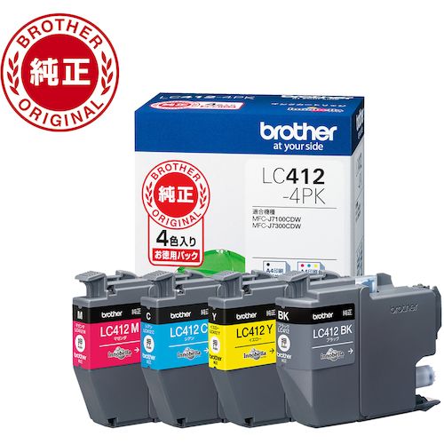 【SS限定 38万商品以上10%OFF】 brother　LC412−4PK　インクカートリッジ　4色パック　1Pk (LC4124PK)