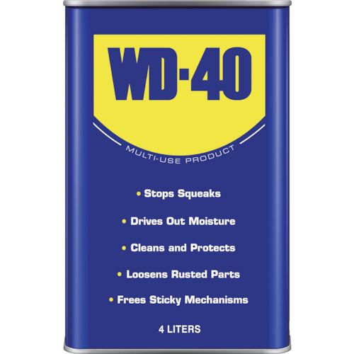 特長:●WD-40マルチユーズプロダクト（MUP）は、ヒンジ、ホイール、ローラー、チェーン、ギアなどの可動部に使用する潤滑剤です。●工具やスポーツ用品などをサビや腐食から保護します。●ナット、ボルト、バルブ、ロックなどの腐食部品に浸透し、固着を解きます。●接着剤、腐食、塗料を素早く除去します。●水没したエンジン、スパークプラグ、電動工具などの機器を復元するために湿気の下に侵入し金属を保護します。 用途:●きしみ止めに。●水分の除去に。●汚れを落とし表面の保護に。●錆びた部分を緩め滑らかに。●粘着によるべたつきの除去に。 仕様:●色：淡琥珀●使用温度範囲(℃)：-42〜148●容量(L)：4 仕様2:●別売のスプレー容器に詰め替えての使用。●漬け置きでの洗浄などに便利なバルクタイプ。●他社製品に比べ持続性160％（JIS規格に基づく）の防サビ効果。●様々な用途に使用可能・2000通り以上の使い方●水置換性能により、塗布表面の水分・汚れを除去し、保護皮膜を形成します。 材質／仕上:●鉱物油・石油系溶剤特長:●WD-40マルチユーズプロダクト（MUP）は、ヒンジ、ホイール、ローラー、チェーン、ギアなどの可動部に使用する潤滑剤です。●工具やスポーツ用品などをサビや腐食から保護します。●ナット、ボルト、バルブ、ロックなどの腐食部品に浸透し、固着を解きます。●接着剤、腐食、塗料を素早く除去します。●水没したエンジン、スパークプラグ、電動工具などの機器を復元するために湿気の下に侵入し金属を保護します。 用途:●きしみ止めに。●水分の除去に。●汚れを落とし表面の保護に。●錆びた部分を緩め滑らかに。●粘着によるべたつきの除去に。 仕様:●色：淡琥珀●使用温度範囲(℃)：-42〜148●容量(L)：4 仕様2:●別売のスプレー容器に詰め替えての使用。●漬け置きでの洗浄などに便利なバルクタイプ。●他社製品に比べ持続性160％（JIS規格に基づく）の防サビ効果。●様々な用途に使用可能・2000通り以上の使い方●水置換性能により、塗布表面の水分・汚れを除去し、保護皮膜を形成します。 材質／仕上:●鉱物油・石油系溶剤