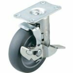 【期間限定!対象商品P2〜20倍】 ユーエイ　プレート式　自在　キャスター　エラストマー　車輪径75mm　ストッパー付き　SILENTタイプ　EF−DS型　取付寸法56×28　1個 (EF75ELSBDS)