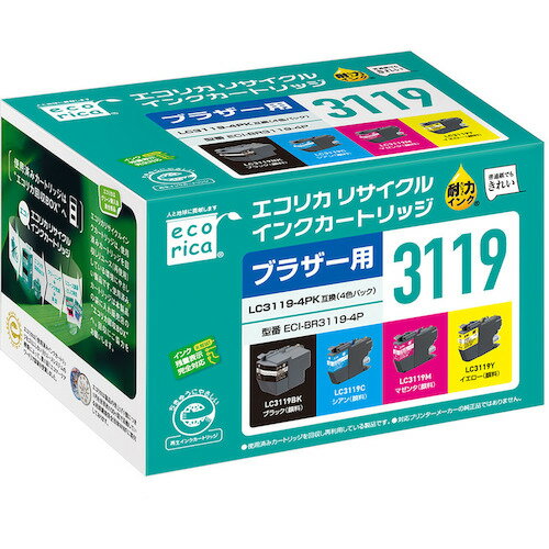 【SS限定 38万商品以上10%OFF】 ecorica　LC3119−4PK　互換リサイクルインクカートリッジ 1箱