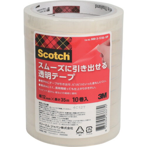 3M スコッチ(R) スムーズに引き出せる透明テープ 12mm x 35m 1PK 3M スコッチ(R) スムーズに引き出せる透明テープ 12mm x 35m 1PK
