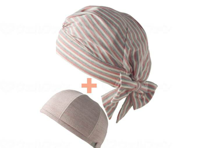 特殊衣料　abonetホームターバンN／ストライプピンク／59〜61