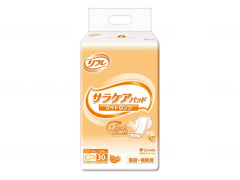 コメント　しっかり立ち上がりソケイ部へフィット　　○しっかり立ち上がりソケイ部へフィット　　強力フィットギャザーでコツいらず！誰でも簡単にあてやすく横モレを防ぎます。　　○パッドの表面に弱酸性素材を採用　　繰り返し吸収しても、パッドの表面をずーっと弱酸性（※）に保つので長時間使用しても安心です。　（※）目安量吸収後も弱酸性が続いています。（当社調べ）　　○ムレ軽減でお肌にやさしい　　○おしりゆったり形状　　股下すっきり・おしりゆったり形状で、パンツタイプやテープ止めタイプとぴったりあうサイズです。　　○あてやすい　　体の中心にあわせやすいセンターライン入り。　　　材質・原材料　素材　○表面材：ポリオレフィン不織布　○吸水材：綿状パルプ／吸水紙／高分子吸水材　○防水材：ポリオレフィンフィルム　○止着材：剥離紙／スチレン系エラストマー　○伸縮材：ポリウレタン糸　○結合材：スチレン系エラストマーなど　　　規格　30枚入×8袋　　　規格詳細　○サイズ：幅26×長さ56cm　○吸収量：600cc　コメント　しっかり立ち上がりソケイ部へフィット　　○しっかり立ち上がりソケイ部へフィット　　強力フィットギャザーでコツいらず！誰でも簡単にあてやすく横モレを防ぎます。　　○パッドの表面に弱酸性素材を採用　　繰り返し吸収しても、パッドの表面をずーっと弱酸性（※）に保つので長時間使用しても安心です。　（※）目安量吸収後も弱酸性が続いています。（当社調べ）　　○ムレ軽減でお肌にやさしい　　○おしりゆったり形状　　股下すっきり・おしりゆったり形状で、パンツタイプやテープ止めタイプとぴったりあうサイズです。　　○あてやすい　　体の中心にあわせやすいセンターライン入り。　　　材質・原材料　素材　○表面材：ポリオレフィン不織布　○吸水材：綿状パルプ／吸水紙／高分子吸水材　○防水材：ポリオレフィンフィルム　○止着材：剥離紙／スチレン系エラストマー　○伸縮材：ポリウレタン糸　○結合材：スチレン系エラストマーなど　　　規格　30枚入×8袋　　　規格詳細　○サイズ：幅26×長さ56cm　○吸収量：600cc　