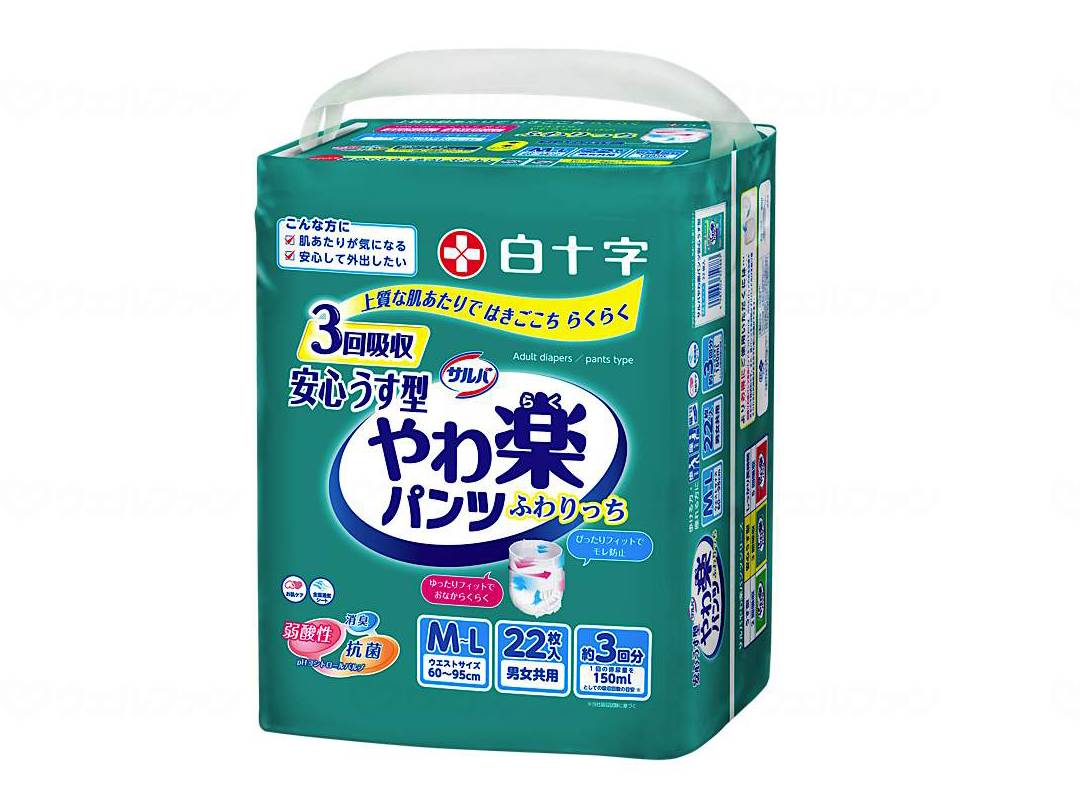 【期間限定!対象商品P2〜20倍】 白十字　Tサルバやわ楽パンツ安心うす型／袋／M−L
