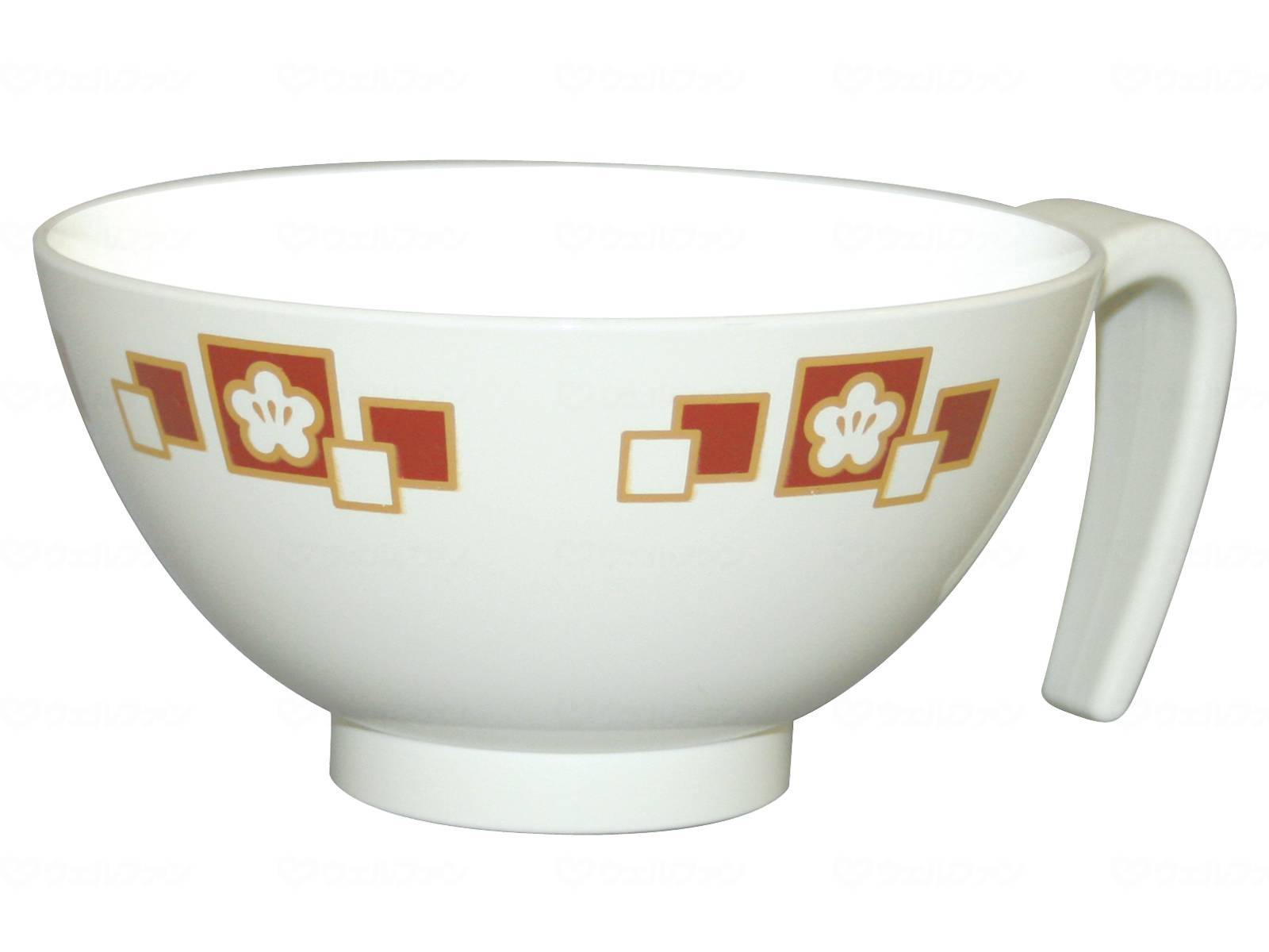 台和取っ手付飯碗 梅花(赤)